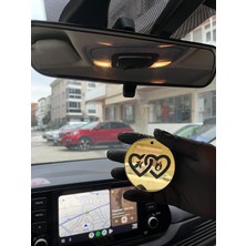 Özgül Reklam Kişiye Özel Harf Kalpli Dikiz Ayna Süsü / Pleksi Araba Süsü / Gold 3 mm Pleksi