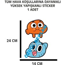 Özgül Reklam Gumball-Darwin Sticker 1 Adet 24X14 cm Ikili Su Geçirmez Araba Laptop Motor Kask Sticker