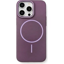 Fenza iPhone 14 Pro Uyumlu Kamera Çıkıntılı Magsafe Wireless Şarj Özellikli Mor Renkli Sert Sararmaz Silikon Kılıf