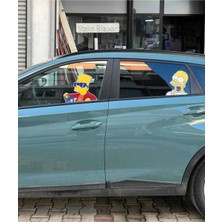 Özgül Reklam Simpsons Sticker 2 Adet / Şöför Camı ve Arka Cam Sticker / Simpson Etiket / Simpsons Sticker Yan Cam