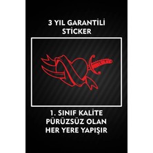 Özgül Reklam Kalp ve Kılıç Sticker Araç Etiket