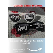 Özgül Reklam 2 Adet Gözlük Camı Için (Gözlük Dahil Değildir) Sticker Gelin Damat Gözlüğü Için Gözlük Sticker