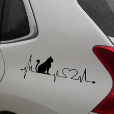 Özgül Reklam Kedi Elektrokardiyogramı Sticker Araba Sticker / Motor Sticker / Laptop Sticker / Duvar Sticker