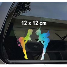 Özgül Reklam Şeytan Melek Kız Araba Sticker Araç Sticker / Motor Sticker / Laptop Sticker