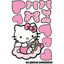 Özgül Reklam Hello Kitty Set Sticker Su Geçirmez Yüksek Çözünürlüklü Araba Motorsiklet Kask Laptop Duvar Sticker