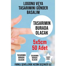 Özgül Reklam 50 Adet Kişiye Özel Logonuz Veya Özel Yazılı Özel Kesim Beyaz Sticker Etiket 5X5CM