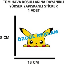 Özgül Reklam Pikachu Sticker 1 Adet 13X8 cm Su Geçirmez Yüksek Çözünürlüklü Araba Laptop Motorsiklet Sticker