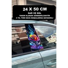 Özgül Reklam Renkli Gül Araç Kapı Direği Kaplama Folyosu 50X25 cm 2 Adet / Araç Kapı Direk Kaplama