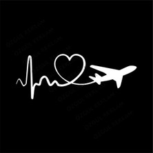 Özgül Reklam Kalp ve Uçak Kalp Ritmi Stickeraraba Sticker / Motor Sticker / Tampon Sticker