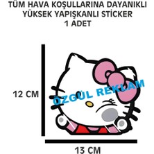 Özgül Reklam Hello Kitty Sticker 1 Adet 13X12 cm Su Geçirmez Yüksek Çözünürlüklü Araba Laptop Motor Kask Sticker