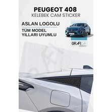 Özgül Reklam Peugeot 408 Uyumlu Kelebek Cam Sticker Set - Aslan Logolu  Tüm Model Yılları Uyumlu