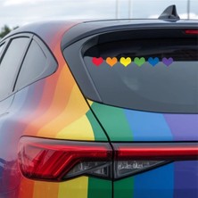 Özgül Reklam Gökkuşağı Kalp Sticker Motor Sticker - Bisiklet Sticker - Araç Sticker - Scooter Stickler