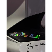 Özgül Reklam Ateş Etme Mayk ! Hologram Sticker Motor ve Araba Için 20CM (1 Adet) Motor-Kask-Araba Için