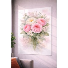 Özgül Reklam Pleksi Tablo | Beyaz Çiçek / Pembe Çiçek | 3 mm Pleksi Baskı | Ultra Hd Parlak Duvar Tablosu
