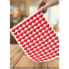 Özgül Reklam 110 Adet 2 cm Yapışkanlı Kalp Şekilli Kırmızı Sticker Etiket Hediye Paketleme Parti Hediyeleri