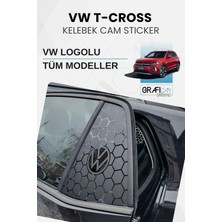 Özgül Reklam Volkswagen T-Cross Uyumlu Kelebek Cam Sticker Set - Vw Logolu