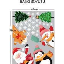 Özgül Reklam Yılbaşı Dekoratif Noel Baba, Penguen, Kardan Adam, Kurabiye Adam Cam, Duvar, Kapı Sticker
