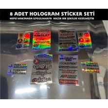 Özgül Reklam Hologram Sticker Seti 40 Parça 8 Takım / Araç Hologram Sticker / Bisiklet Sticker / Motor Sticker