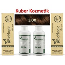 BioMagic 3.00 Koyu Kahve  Organik İçerikli Amonyaksız Kalıcı Saç Boyası (2 Boya 2 Oksidan)