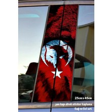 Özgül Reklam Ayyıldız Kurt Sticker Yan Kapı Direk Kaplama 2li Sol Sağ Takım Yapıştırma