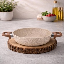 Lavonni Eco Diez 22 cm Granit Sahan Cappucıno Yanmaz Yapışmaz Çizilmez Geniş Mini Tava Kahvaltılık Sahan Omlet Sucuk Tavası