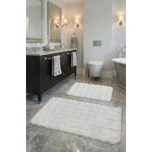 Feel Home Bubble Tavşan Tüyü, Kaymaz Taban, Süper Soft, Ultra Lüks, Makinede Yıkanabilir 2'li Banyo Paspası