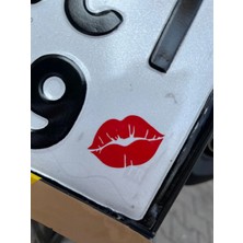 Özgül Reklam (8 Adet) Plaka Öpücük Kırmızı Sticker Etiket 4x2,5cm Araba-Kask-Motor Için