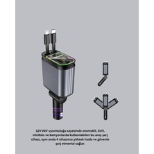 Esplendor Araç Şarj Adaptörü 66W Pd Qc Hızlı Şarjlı ve Çekilebilir Kablolu