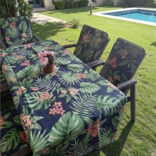 Mor Minder Sandalye Minderi ve Masa Örtüsü Fermuarlı Lastikli 6'lı 4 cm Sünger Alt 42X42 Sırt 42X42 Yeşil