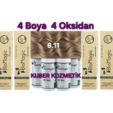 BioMagic 8.11 Yoğun Küllü Açık Kumral  Organik İçerikli Amonyaksız Kalıcı Saç Boyası n 4 Boya + 4 Oksidan