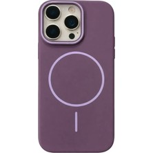 Fenza iPhone 14 Pro Max Uyumlu Kamera Çıkıntılı Magsafe Wireless Şarj Özellikli Mor Renkli Sert Sararmaz Silikon Kılı