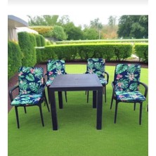 Mor Minder Sandalye Minderi ve Masa Örtüsü Fermuarlı Lastikli 4'lü 4 cm Sünger Alt 42X42 Sırt 42X42 Yeşil