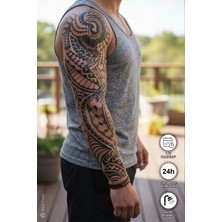 BP Tattoo 1 Ay Kalıcı Tribal Kol Dövmesi 24 Saat Sonra Renklenir Yarı Kalıcı Dövme
