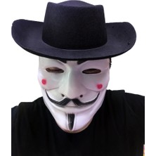 Bazarhane Siyah Renkli Delikli Çocuk Boy Vendetta Şapkası ve Vendetta Maskesi