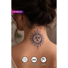 BP Tattoo 1 Ay Kalıcı 24 Saatte Kararan Minimal Ay ve Güneş Dövmesi