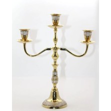 Esplendor Pirinç Sedefli 3'lü Şamdan Model 2