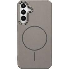 Fenza Samsung Galaxy S24 Fe Uyumlu Kamera Çıkıntılı Magsafe Wireless Şarj Özellikli Gri Renkli Sert Sararmaz Silikon