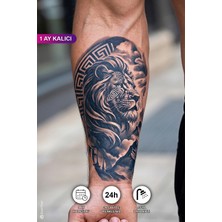 BP Tattoo 1 Ay Kalıcı Mitolojik Aslan ve Dağ Manzaralı Geçici Dövme