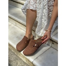 Erva'nın Butiği Kahve (Mell) Önü Kapalı Ayarlanan Tokalı Sabo Günlük Ev Terlik