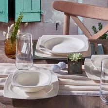 PremiumPort Şık 24 Parça 6 Kişilik Seramik Yemek Takımı Seti