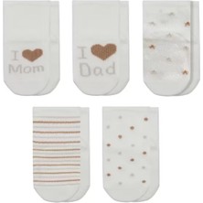 Markaon Mom Dad Kutulu Penye Soket Çorap 5li 10148 Ekru Kahve