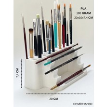 Demirhan3D 🎨 Fırça Standı (Paint Brush Rack) | 20X10X7,4 cm | Doğa Dostu | Fırça Kurutma ve Düzenleme Aparatı
