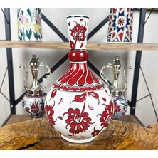 Çini Evi Kırmızı Hatayi Motifli Iznik Çini Vazo