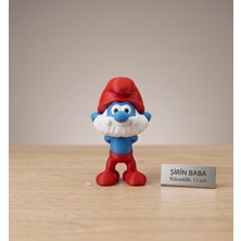 3D Crafttr Şirinler Şirin Baba Figürü - 11 cm Dekoratif Çizgi Film Karakteri - Boyasız/renkli