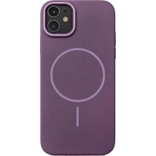 Fenza iPhone 11 Uyumlu Kamera Çıkıntılı Magsafe Wireless Şarj Özellikli Mor Renkli Sert Sararmaz Silikon Kılıf