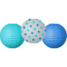 Muka Kağıt Fener Mavi 25 Cm 3 Lü Set (3 adet)