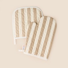 Evidea Soft Riga Fırın Eldiveni ve Tutaç Set - Bej / Ekru - 17X28 cm + 20X20 cm