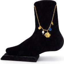 Pangu Inci Detaylı Mineli Deniz Figürlü Çelik Halhal