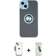 Toyigoo Ieg™ iPhone 14 Kılıf Yörünge Çizgi - Şeffaf Pasifik Cam Ekran Koruyucu + Siyah Shine Kamera