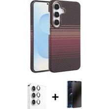 Toyigoo Ieg™ Galaxy S25 Kılıf Doruk Serisi - Siyah 3D Antistatik Hayalet Cam Ekran Koruyucu + Gümüş R